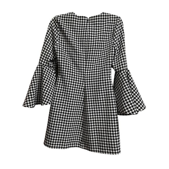 Likely Size 2 Black and White Houndstooth Long Sleeve Midi Dress - Picture 8 of 8